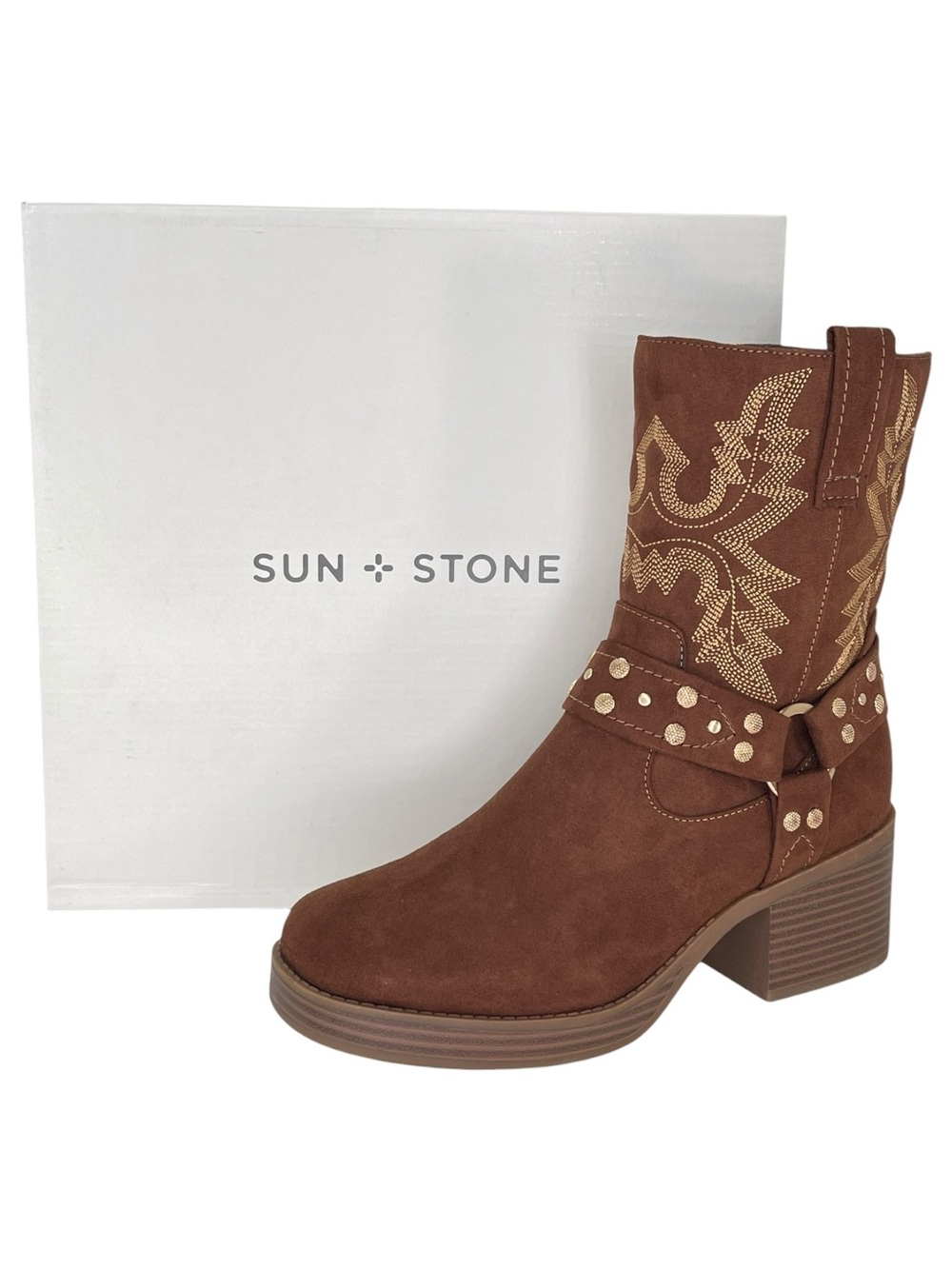 Sun + Stone Norahh Brown Western Style Womens Ankle Boots Size 7.5M - Picture 12 of 12